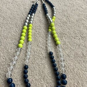 Charming Charlie Blue and Yellow Beaded Necklace